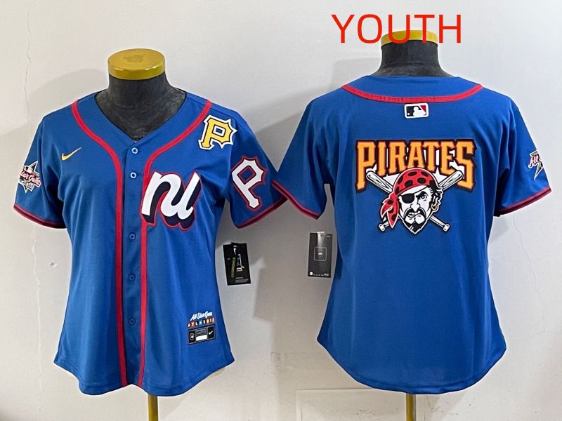 Youth 2025 Pittsburgh Pirates Blank Blue All star Nike MLB Jersey style 04->youth mlb jersey->Youth Jersey